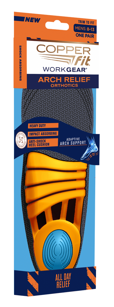 Copper Fit® Work Gear Arch Relief Orthotic Insoles, One Size Fits Most