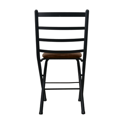 Mainstays Indoor Black Folding Slat Chair with Brown Vegan Leather Seat