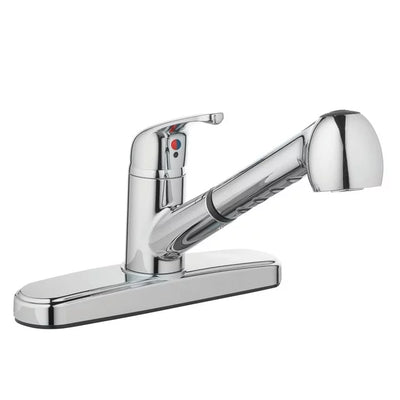 Single Handle Kitchen Sink Faucet with Pull-Out Sprayer and Chrome Finish