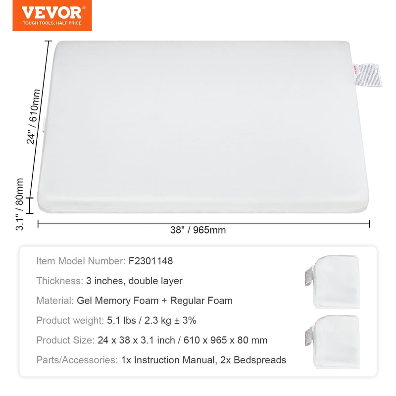 VEVOR  3“ Two-sided Portable Crib Mattress