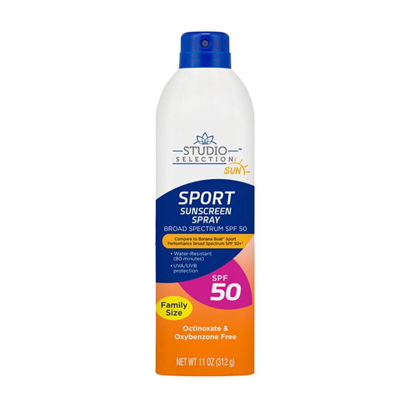 Studio Selection Sport Sunscreen Spray SPF 50, Family Size, 11 Oz