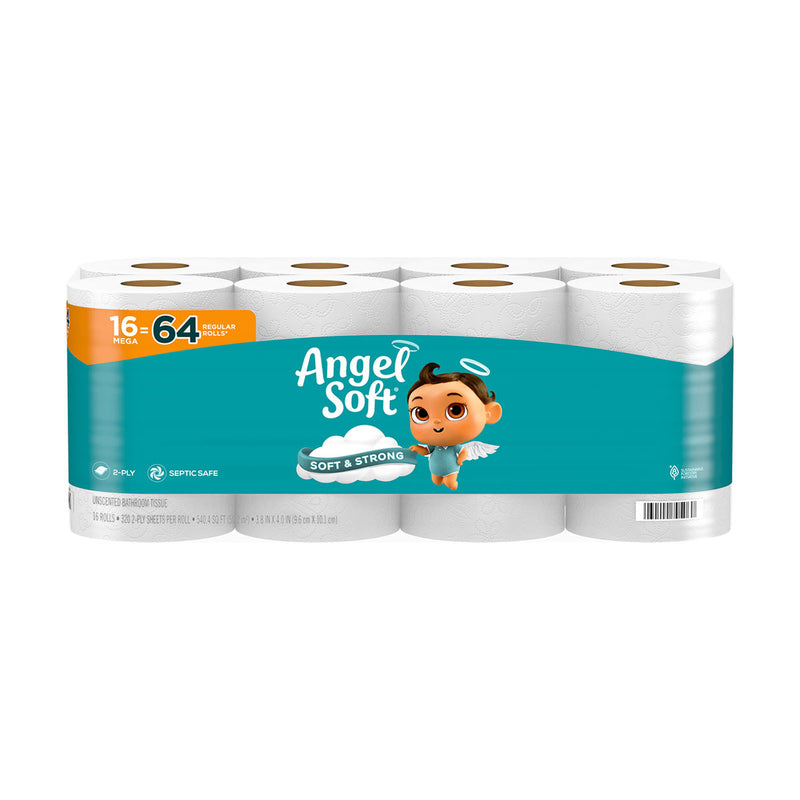 Angel Soft Toilet Paper Mega Rolls, 16 Ct