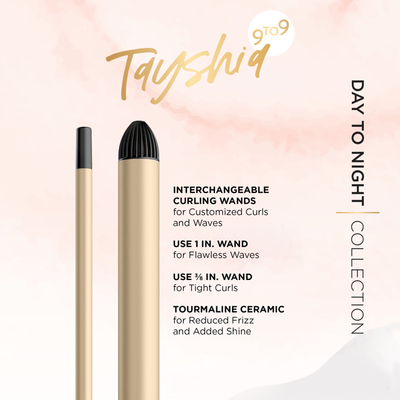 Tayshia 1" & 3/8" Interchangeable Clipless Curling Wand