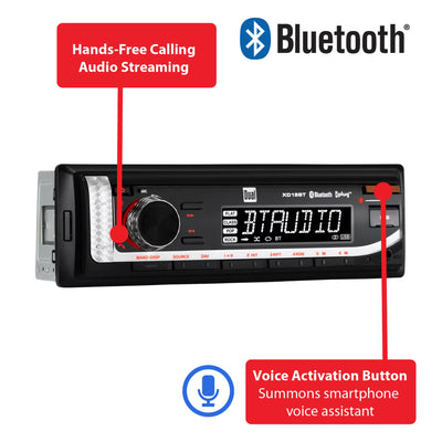 Dual Electronics XD18BT Single DIN Car Stereo Head Unit with Bluetooth