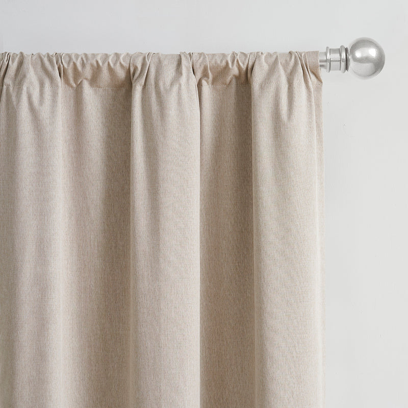 Mainstays Solid Linen Look Blackout Rod Pocket Curtain Panel Pair, Set of 2