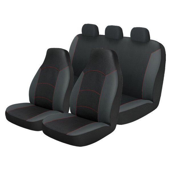 Front and Rear Seat Covers , 3 Pieces, Black