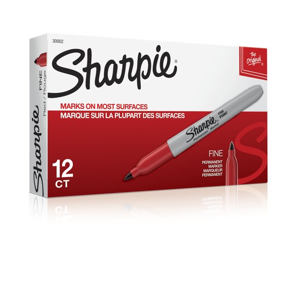 Sharpie Permanent Marker, Red,12/Pack