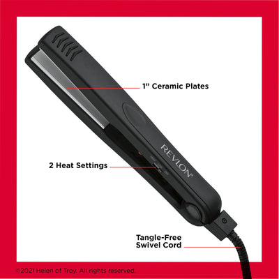 Revlon Essentials Straight 1" Ceramic Flat Iron Hair Straightener