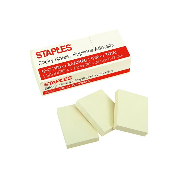 Staples Small Sticky Notes, 12/Pack