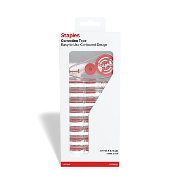 Staples Correction Tape, White, 10/Pack