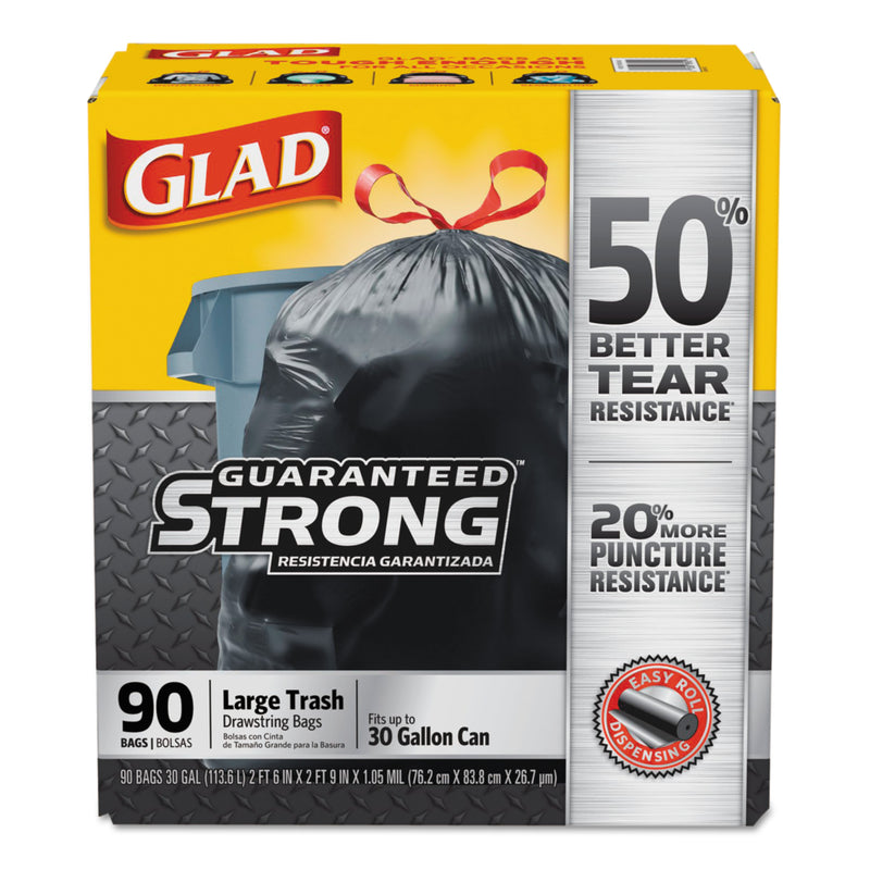 Glad Trash Bags, 30 Gal, 90/Case