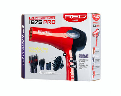 KISS Red Tourmaline Ceramic Hair Dryer with 4 Additional Styling Attachments