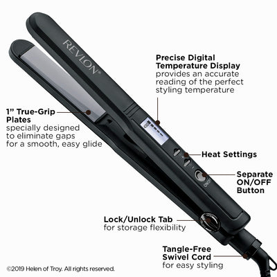 Revlon Perfect Heat 1" Ceramic Flat Iron Hair Straightener