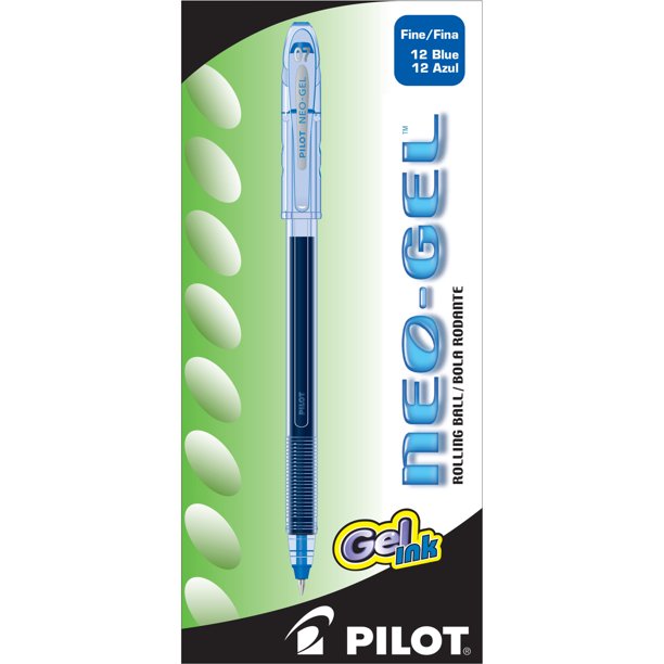 Pilot Neo-Gel Stick Roller Ball Pen, Blue, 12/Pack