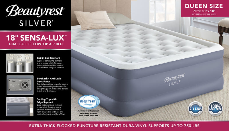 Beautyrest Sensalux 18" Queen Air Mattress with Built-in Pump