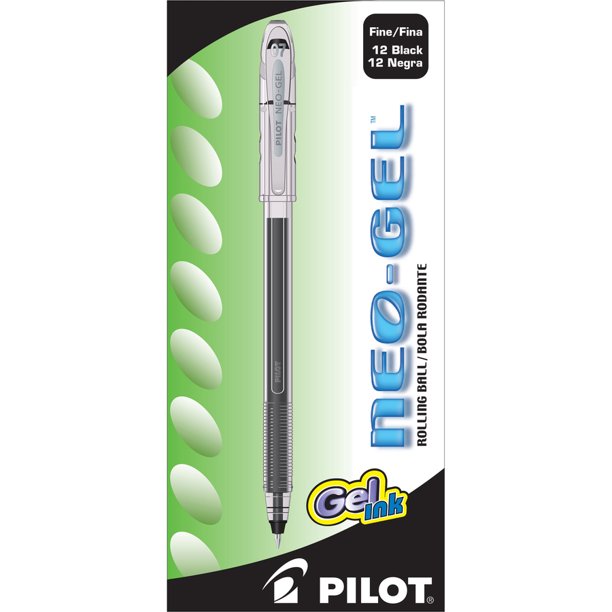 Pilot Neo-Gel Stick Roller Ball Pen, Black, 12/Pack