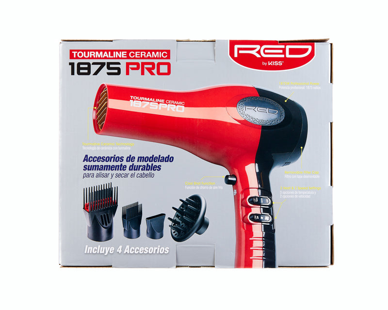 KISS Red Tourmaline Ceramic Hair Dryer with 4 Additional Styling Attachments