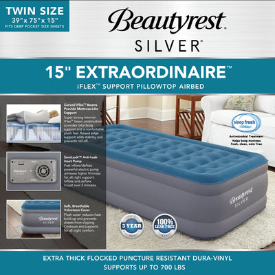 Beautyrest Extraordinaire 15" Twin Air Mattress with Built-in Pump