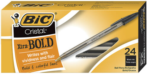 Bic Cristal Pens, Black, 24/Case