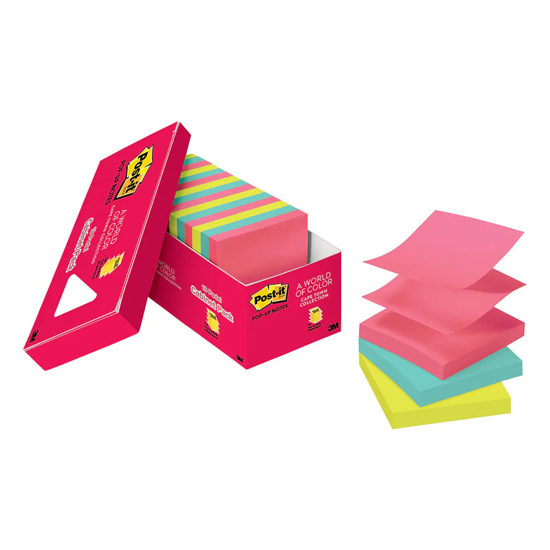 Post-it Pop-up Notes, 3" x 3" Cape Town Collection,18/Pack